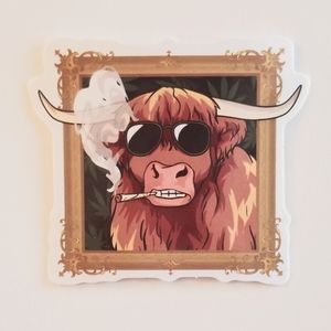 10/$10 Smoking Highland Cow Sticker
